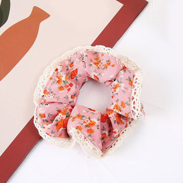 Big Size Korea Elastic Kawaii Hair Bands Girls Floral Lace Edge Scrunchie Ponytail Holder Hair Ties Headwear Hair Accessories daiiibabyyy